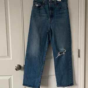 Levi's Blue Denim Jeans Ribcage Straight